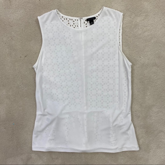 Ann Taylor Women White Sleeveless Top Crochet Sz M - Picture 1 of 6